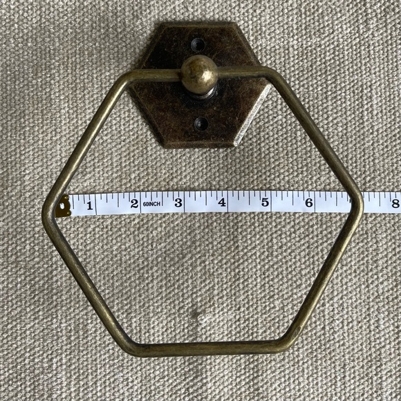 Antique Brass Hexagon Towel Ring - Picture 6 of 7